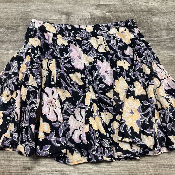 Free People End of the Island Godet Mini Skirt Washed Black Combo Size 2 - Picture 3 of 9